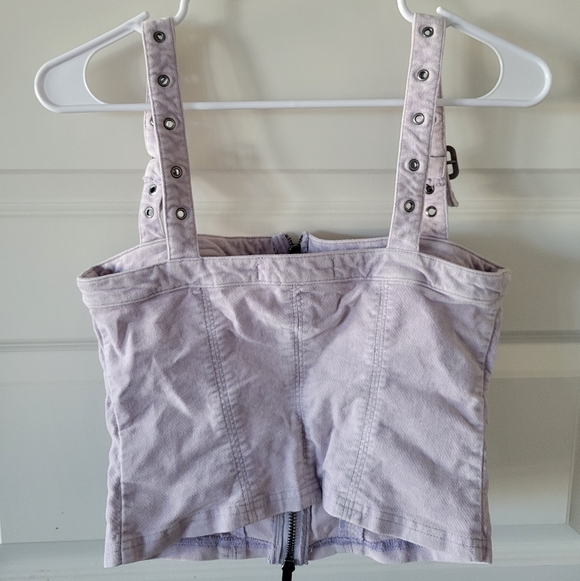 Urban Outfitters Zipup Lilac Purple Buckle Strap Crop Top - Picture 2 of 3